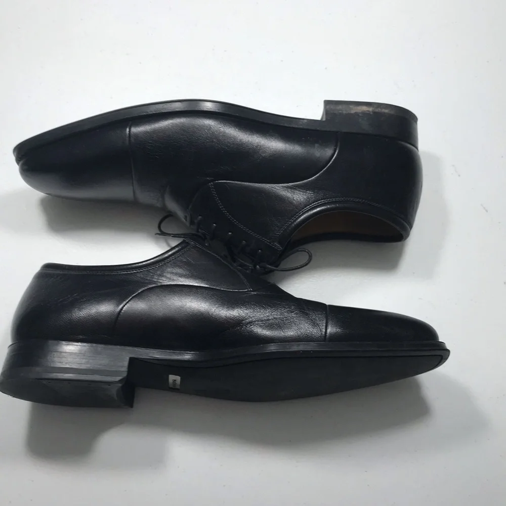 Magnanni Black Leather Cap-Toe Oxfords Size 11 SB-